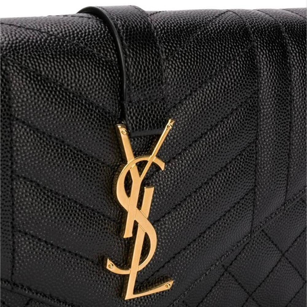 SAINT LAURENT Envelope monogram quilted leather wallet on chain shoulder bag - Picture 3 of 6